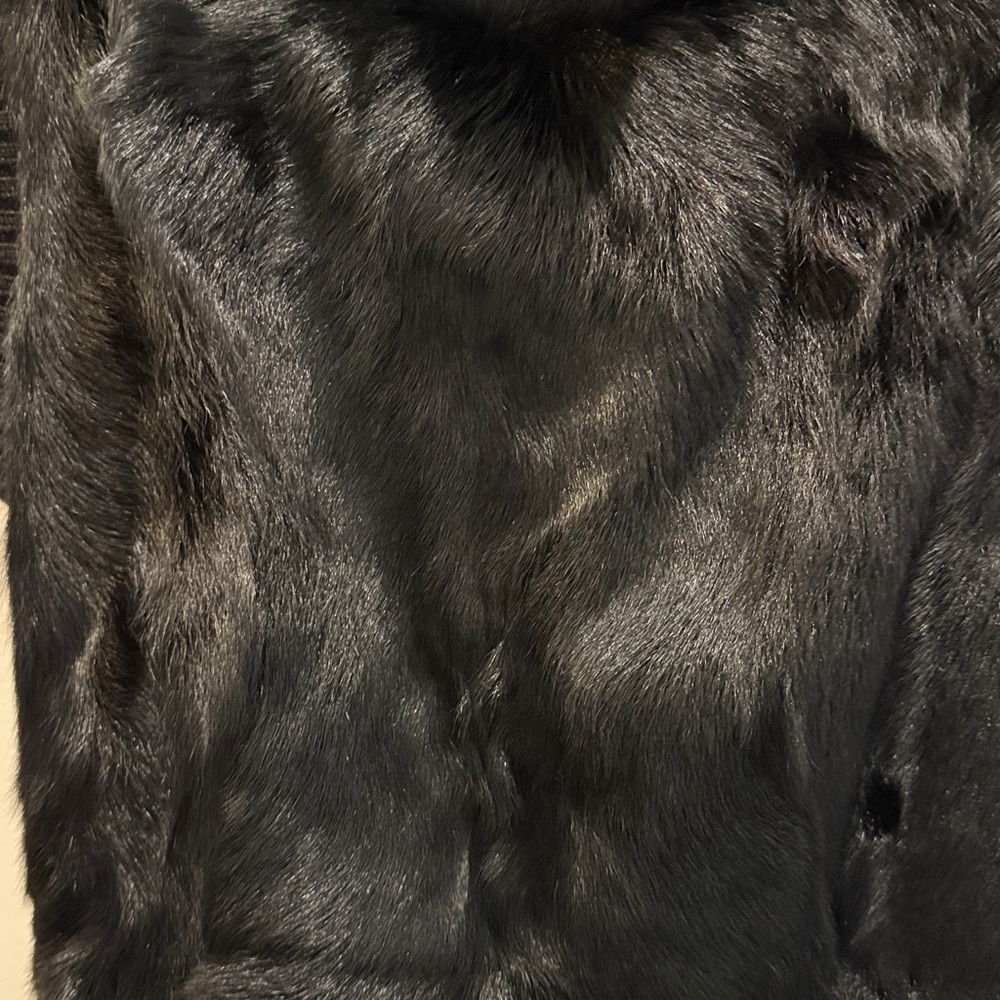BCBGMaxAzria Black Genuine Goat Fur Top - Picture 8 of 12